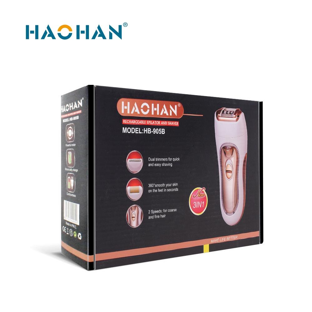 3-in-1 Rechargeable Epilator with Microdermabrasion Head (HB-905B)