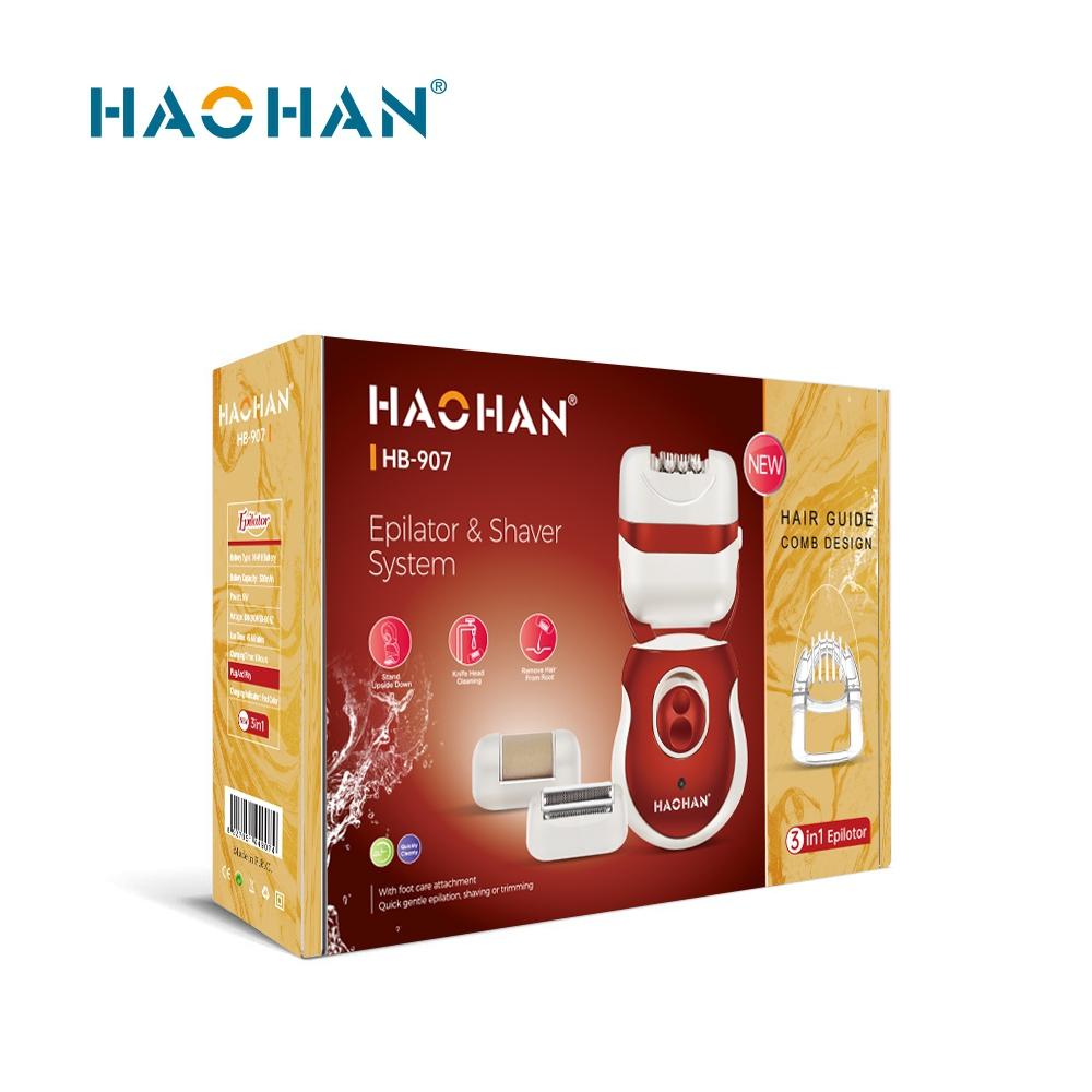 Pain-Reducing 3-in-1 Epilator & Shaver for Full-Body Grooming (HB-907 red)