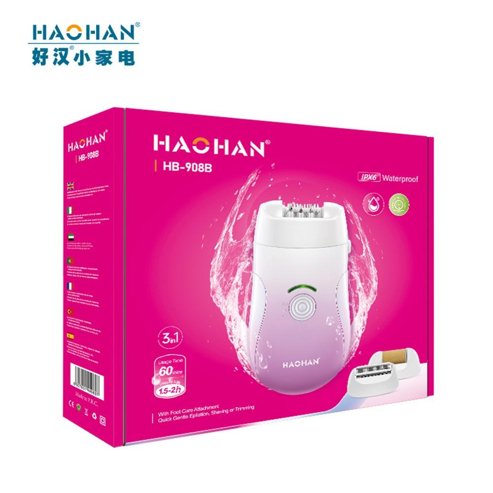 IPX6 Waterproof 3-in-1 Cordless Epilator for Women (HB-908B)